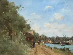 Le Port d'Auray, Morbihan, Bretagne (The port of Auray, Brittany) by Paul Désiré Trouillebert, Oil on canvas, sold Nov 2023