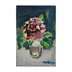 Kees van Dongen, Rose dans un verre, 1945, Oil on panel