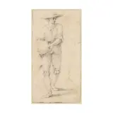 Dit Il Bachiacca Francesco Ubertini, Un porteur d'eau pierre noire, collé en plein, black chalk, laid down
