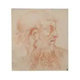 École Milanaise, Vers 1600, Tête d'homme barbu vue de profil porte une inscription « 728/Brux » (verso), red chalk