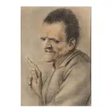 Nicolas Lagneau, Le conteur d'histoires ou Le paysan madré, charcoal, black, red and blue chalk
