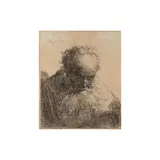 Buste d'un vieil homme à la longue barbe: la tête inclinée vers l'avant, l'épaule gauche non ombragée by Rembrandt Harmensz van Rijn, etching, 1630, on laid paper, a good impression of this scarce print, first (only) state, sold Jun 2023