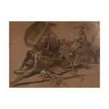 Théodore Géricault, Étude d'ensemble pour le Radeau de la Méduse (recto);, pen and brown ink, brown wash, heightened with white (darkened paper)