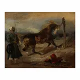 Eugène Delacroix, Cheval arabe attaché à un piquet, oil on canvas