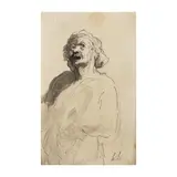Honoré Daumier, Le chanteur des rues (recto);, charcoal, black chalk, pen and grey ink, grey wash