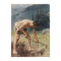 Léon Augustin Lhermitte, Le bêcheur, pastel sur papier marouflé sur toile
