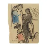 Auguste Chabaud, La mère et ses trois enfants, fusain et pastel sur papier