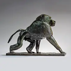Georges Lucien Guyot, Babouin marchant, bronze à patine brun-vert nuancée
