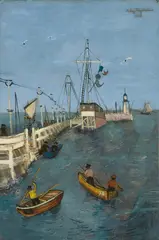 Felix Nussbaum, Seesteg Ostende, 1929, Öl auf Leinwand