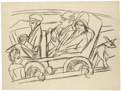 Selbstbildnis im Auto by Max Beckmann, 1923, Lithographie auf imitiertem Japan, sold Nov 2007