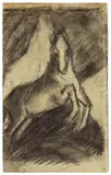 Franz Marc, Pferd, Um 1912, Bleistift und Kohle auf Papier (aus einem Skizzenbuch)