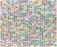Gerhard Richter, Farbfelder. 6 Anordnungen von 1260 Farben (Gelb-Blau-Rot), 1974, Offsetdruck auf festem Papier