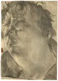 Scheinbare Demutshaltung (Lorenz)“ (Selbstbildnis) by Horst Janssen, 1971, Bleistift und Rötel auf altem Papier, sold May 2013