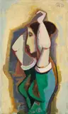 Mädchen mit erhobenen Armen by Karl Hofer, 1951, Öl auf Leinwand, sold Jun 2012
