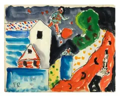 Mappenwerk, 40 Blatt, u.a. mit ganzformatigen Aquarellen und Zeichnungen von N. Gontcharova, G. Kolbe und F. Radziwill sowie zahlreichen Autogrammen von Künstlern, Kunsthistorikern und Sammlern