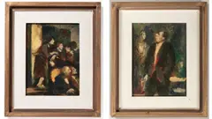 Richard Wiesner, Paired Paintings - in a Theatre, 1970s, oil on hardboard