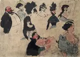 Jacques Wély, Study of Characters, Around 1900, indian ink, watercolour, paper