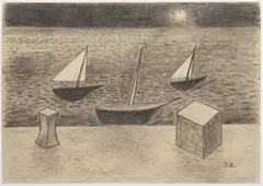 Jan Zrzavý, Barges, 1940s, pencil, paper