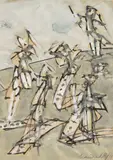 Jiří Načeradský, Mantises, 1991, indian ink, gouache, paper