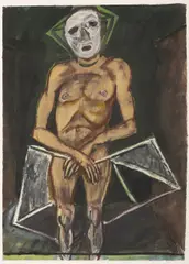 Jiří Načeradský, Man with a Mask, 1993-1995, tempera, oil, paper