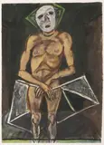 Jiří Načeradský, Man with a Mask, 1993-1995, tempera, oil, paper