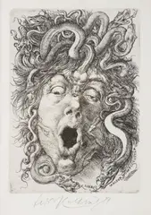 Oldřich Kulhánek, Medusa, 1987, etching, paper