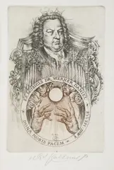 Oldřich Kulhánek, Johann Sebastian Bach, 1980, etching, paper