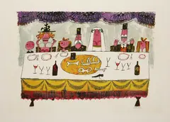 Adolf Born, Wedding Feast, 1970s, lithography, paper