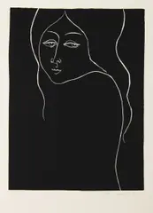 Ota Janeček, Head of a Girl, 1960s, linocut, paper