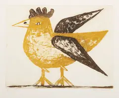 Ota Janeček, Rooster, 1940s, coloured etching, paper