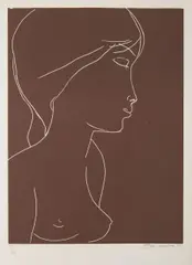 Ota Janeček, Bust, 1980s, linocut, paper