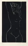 Ota Janeček, Standing Nude in Black, 1963, linocut, paper