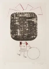 Ota Janeček, The Girl Is Smarter, 1982, drypoint, etching, paper