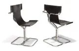 Gruppo D.A.M., Topos Chairs (2), c. 1970, Chrome-plated steel, leather