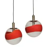 Ceiling lamps (2) by Ludovico Diaz de Santillana, Blown glass, chrome-plated steel, sold May 2013