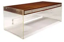 Desk by Poul Norreklit, c. 1970, Rosewood, Lucite, chrome-plated brass, sold May 2013