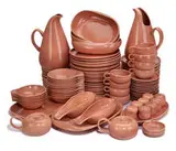 Russel Wright, American Modern dinner service (115 total pieces), 1937, Coral glazed ceramic