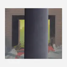 Barn Behind Tree by Maud Gatewood, 1972, acrylic on canvas, sold Sep 2021