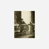 Eugène Atget, Joueur d'Orgue (Organ Grinder and Girl), vintage gelatin silver print on card