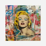 Thierry Guetta, Life is Beautiful (Marilyn), 2016, acrylic, spray paint, screenprint, and newsprint collage on canvas