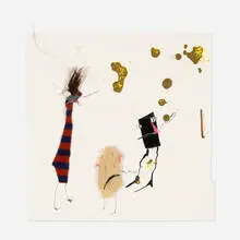 No arms here, you pushed me out, hey, 8 o'clock by Jon Pylypchuk, mixed media collage on paper, sold Sep 2021