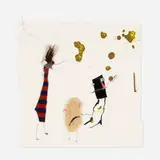 Jon Pylypchuk, No arms here, you pushed me out, hey, 8 o'clock, mixed media collage on paper