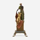 Franz Xaver Bergmann, Slave Trader, cold-painted bronze, marble, brass