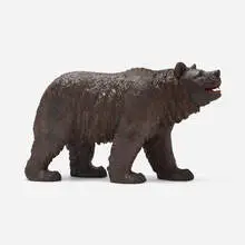 Black Forest, Large Walking Bear, c. 1890, carved and varnished wood, glass