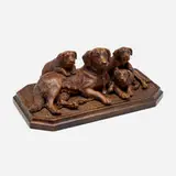 Black Forest, Entlebucher Mountain Dog and Puppies sculpture, c. 1890, carved and varnished wood, glass
