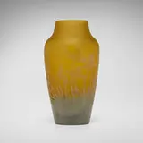 Art Nouveau Style, Vase with mushrooms, spiderweb and flowers, acid-etched cameo glass