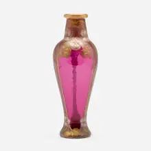 Mont Joye, Cameo vase, c. 1900, acid-etched and enameled cameo glass with gilding
