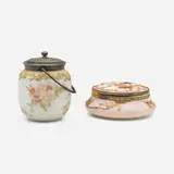 Lidded jars, set of two by Mt. Washington Glass Company, sold Oct 2023
