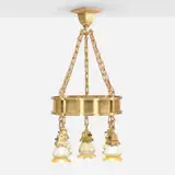 Quezal, Five-light chandelier with Pulled Feather shades