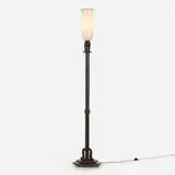 Nics Frères, Floor lamp, c. 1925, patinated wrought iron, alabaster